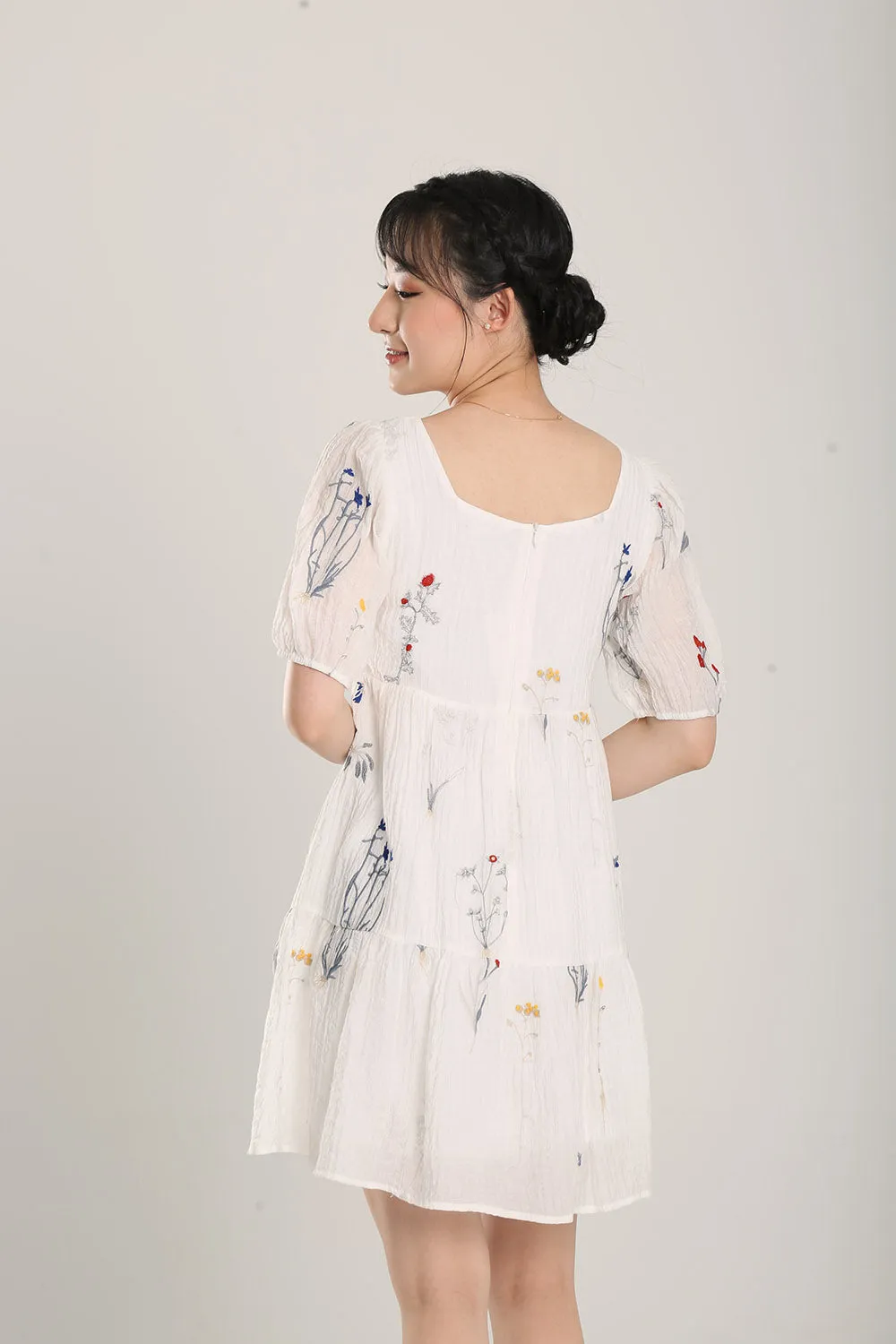 Erena Embroidered Dress in White