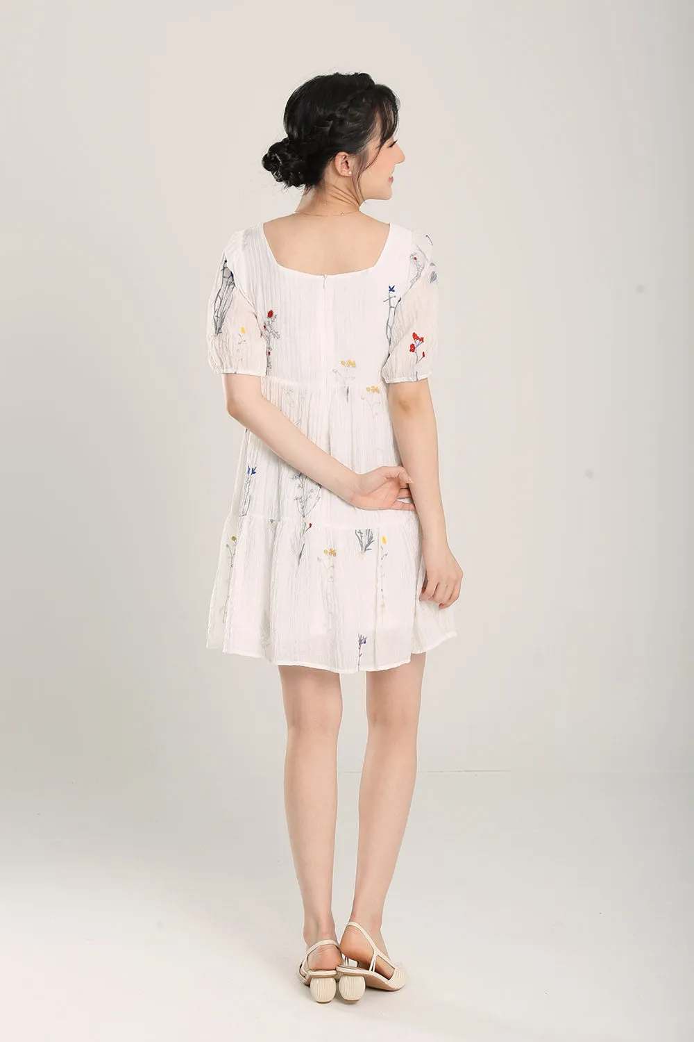 Erena Embroidered Dress in White