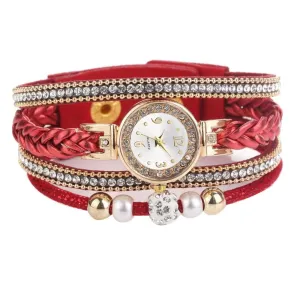 Fashion Multilayer Beads Braided Bracelet Women Number Quartz Watch X1439160