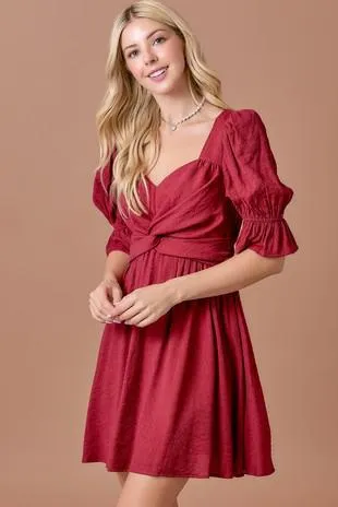 Front Twist Ruffled Dress