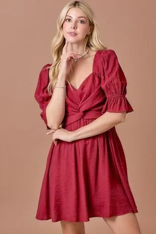 Front Twist Ruffled Dress