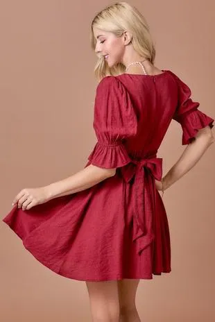 Front Twist Ruffled Dress