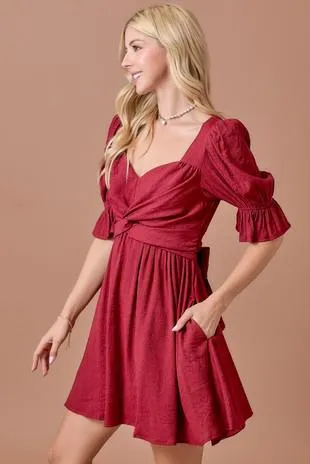 Front Twist Ruffled Dress