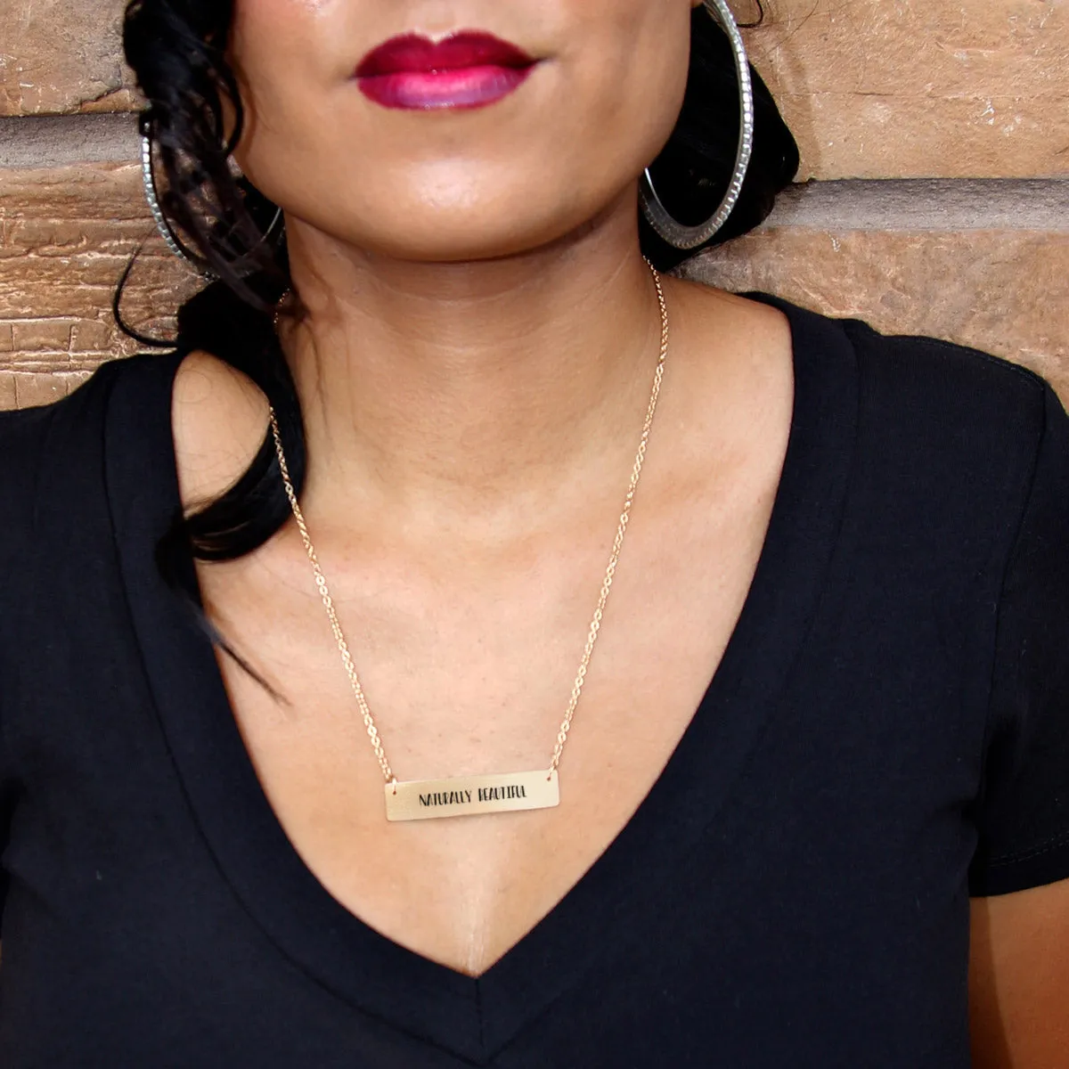 Gold Naturally Beautiful Bar Necklace
