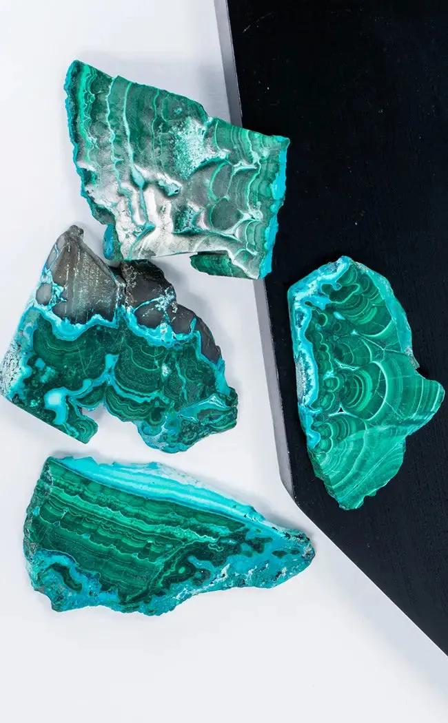 Gorgeous Banded Malacholla Slices | Malachite & Chrysocolla