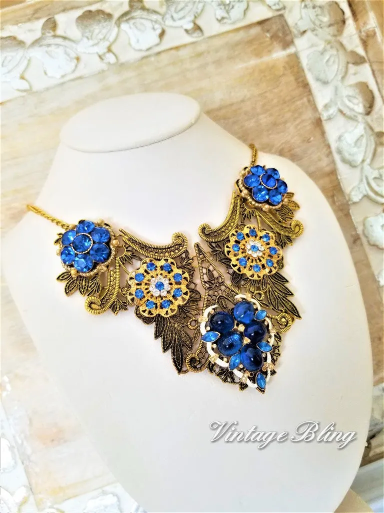 Gorgeous Blue Bib Necklace