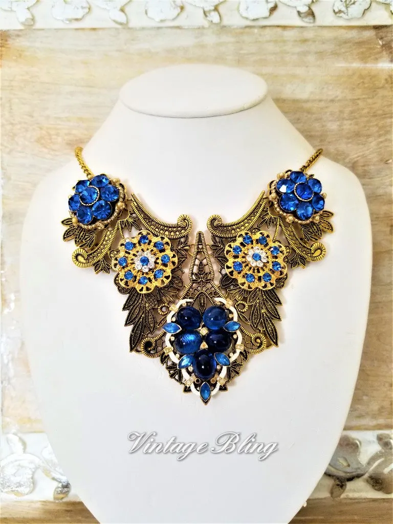 Gorgeous Blue Bib Necklace