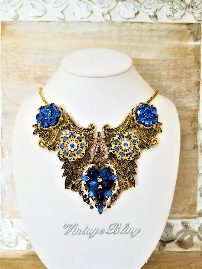 Gorgeous Blue Bib Necklace