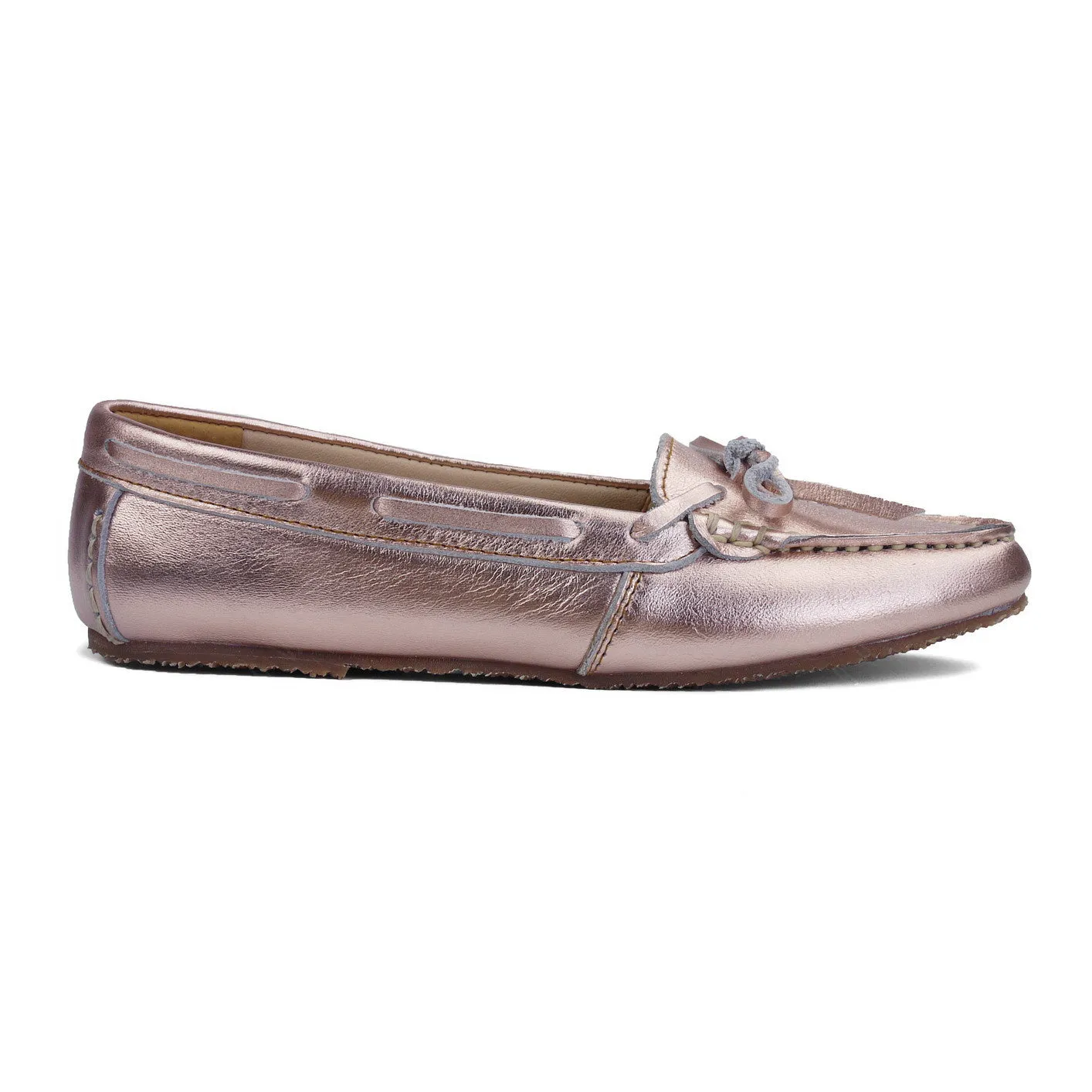 Gorgeous Girl Lace Leather Moccasin Rose Gold