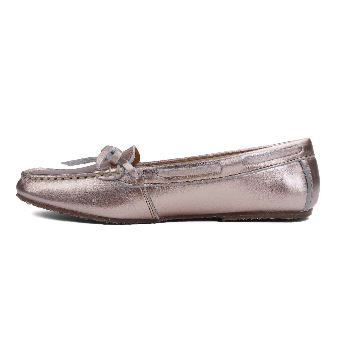 Gorgeous Girl Lace Leather Moccasin Rose Gold