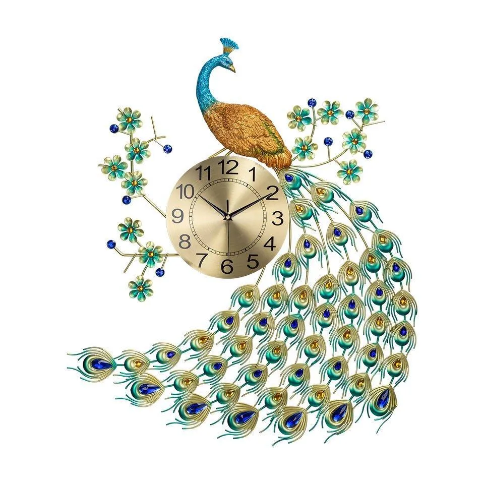 Gorgeous Large Peacock Wall Clock