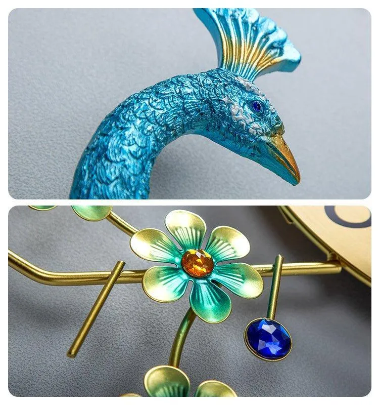 Gorgeous Large Peacock Wall Clock