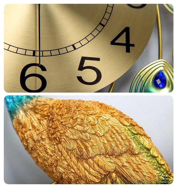 Gorgeous Large Peacock Wall Clock