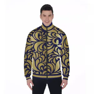 GORGEOUS LEAF BLUE Men's Stand Collar Jacket