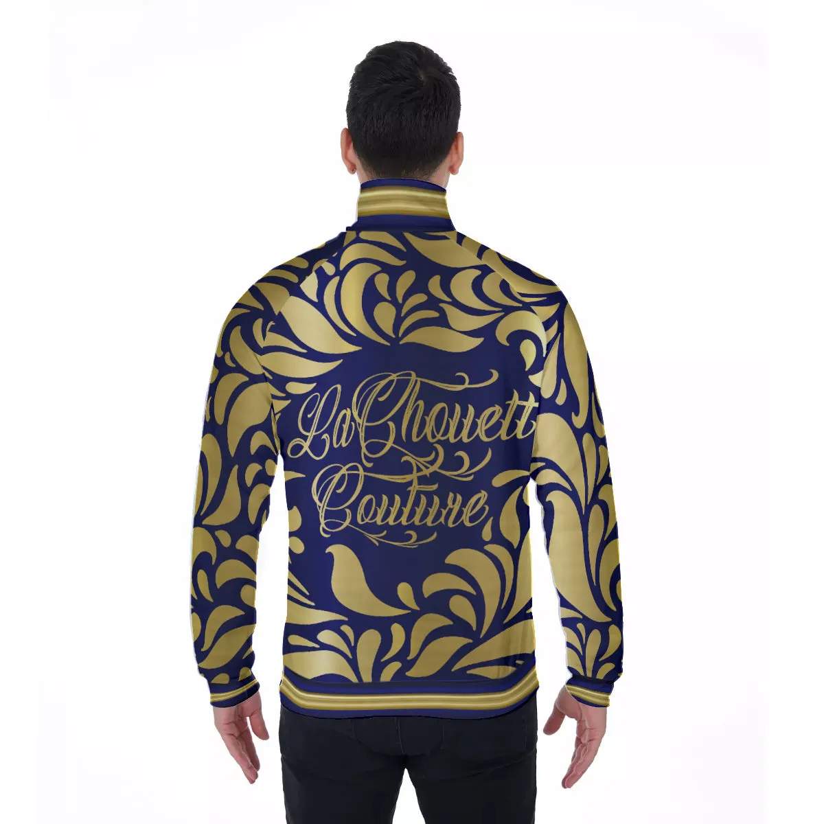 GORGEOUS LEAF BLUE Men's Stand Collar Jacket