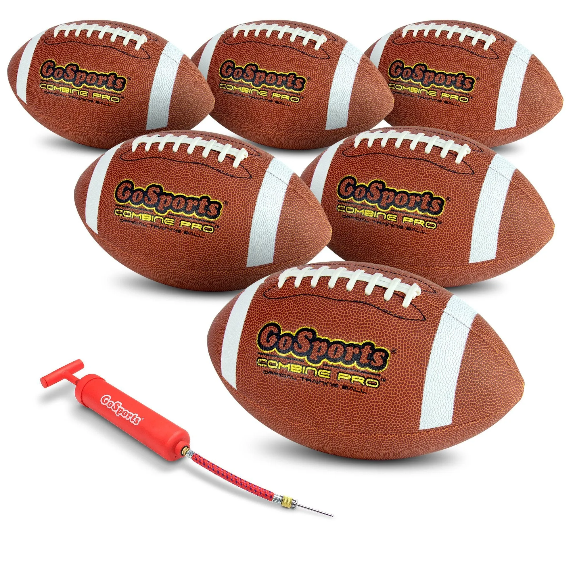 GoSports Combine Football 6-Pack - Regulation Size