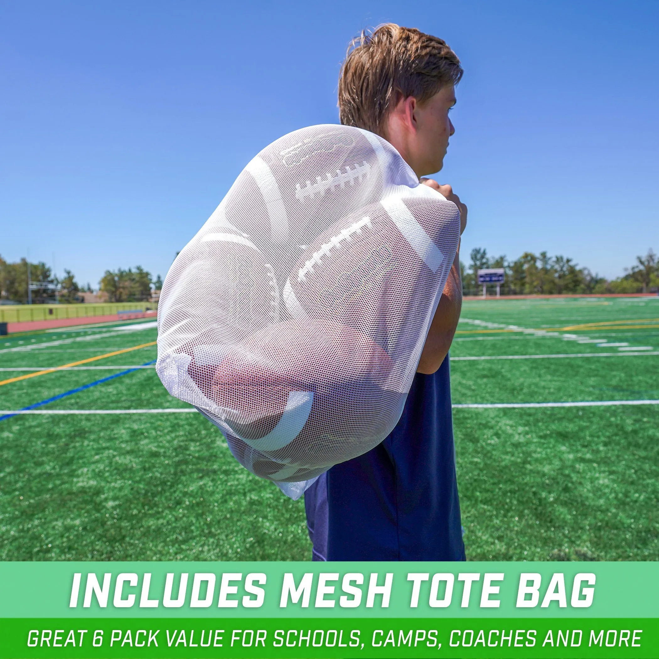 GoSports Combine Football 6-Pack - Regulation Size