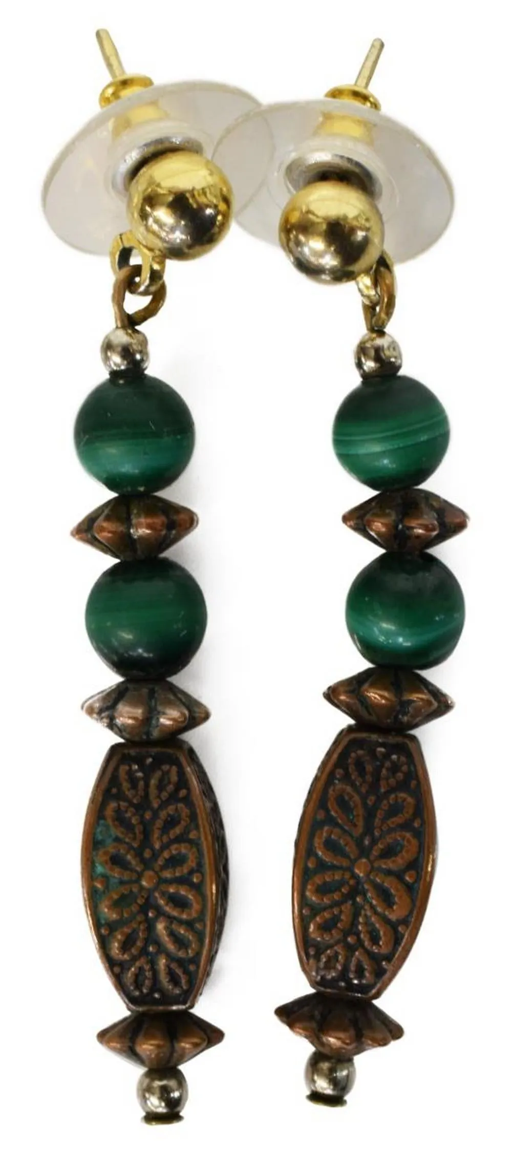 GREEN MALACHITE BEADED NECKLACE & EARRINGS, Gorgeous Jewelry!!