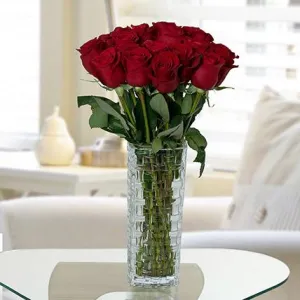 Happy Birthday Surprise  Gorgeous Red Roses Arrangement