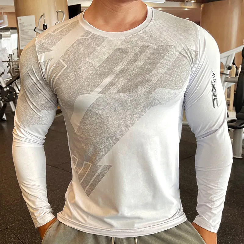 High Quality Running Sport Shirt Men Fitness Compression Long Sleeve Upper Clothing Crew Neck Swearshirt Male Rash Guard Wicking