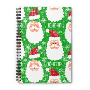 HO HO HO Santa Pattern Spiral Notebook - Ruled Line: Festive Christmas Design