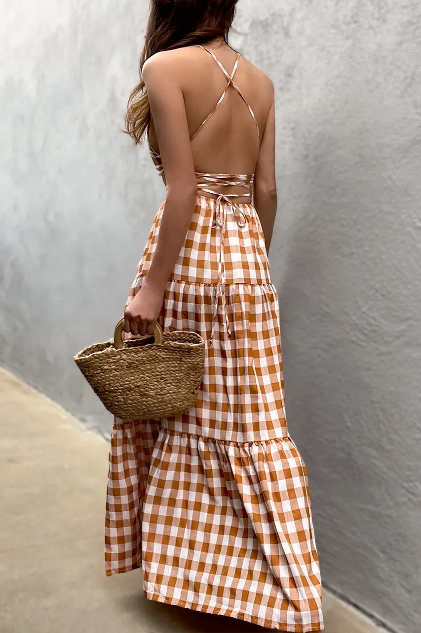 Holiday Casual Strappy Lace Up Dress