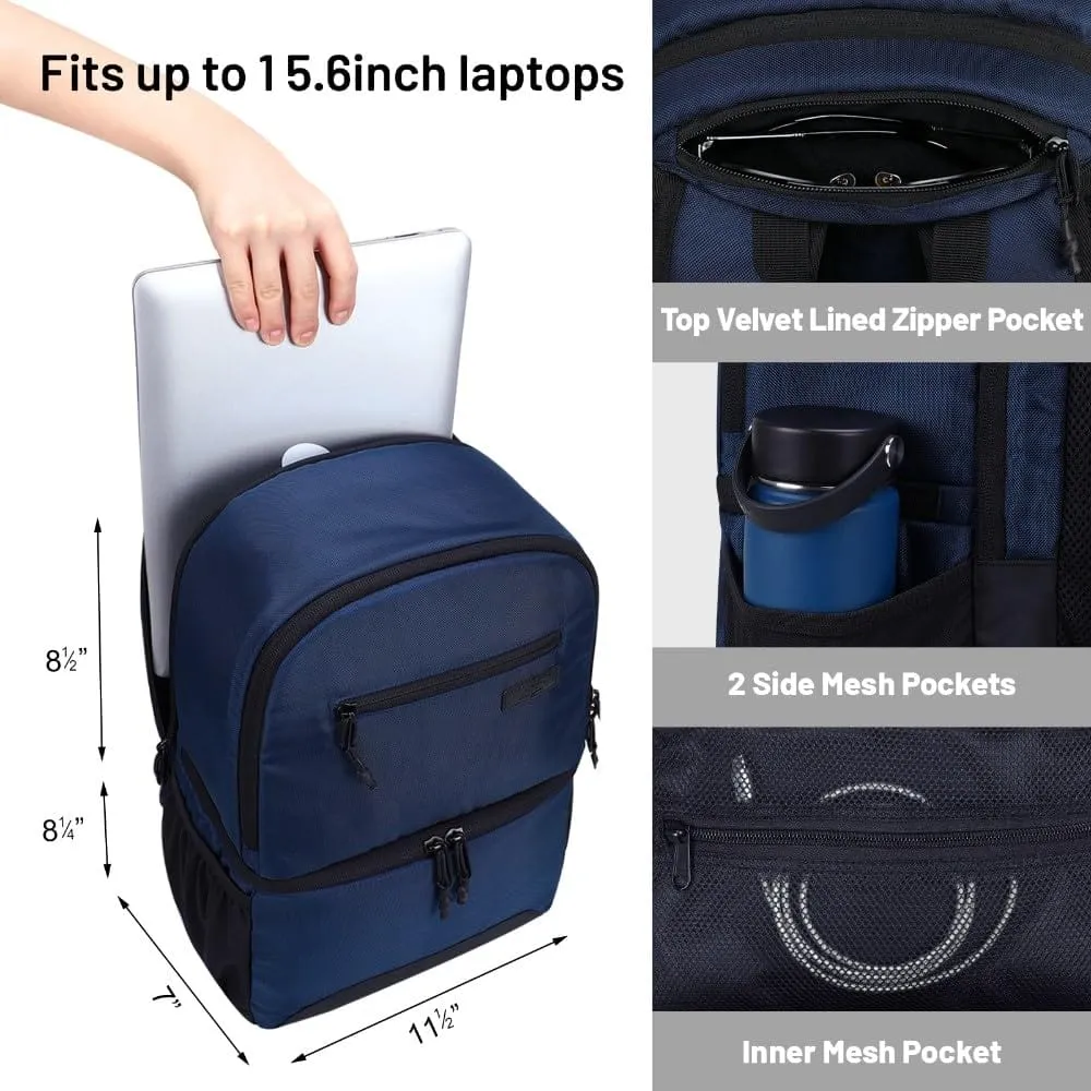 Insulated 2-in-1 Lunch Backpack with Cooler Compartment