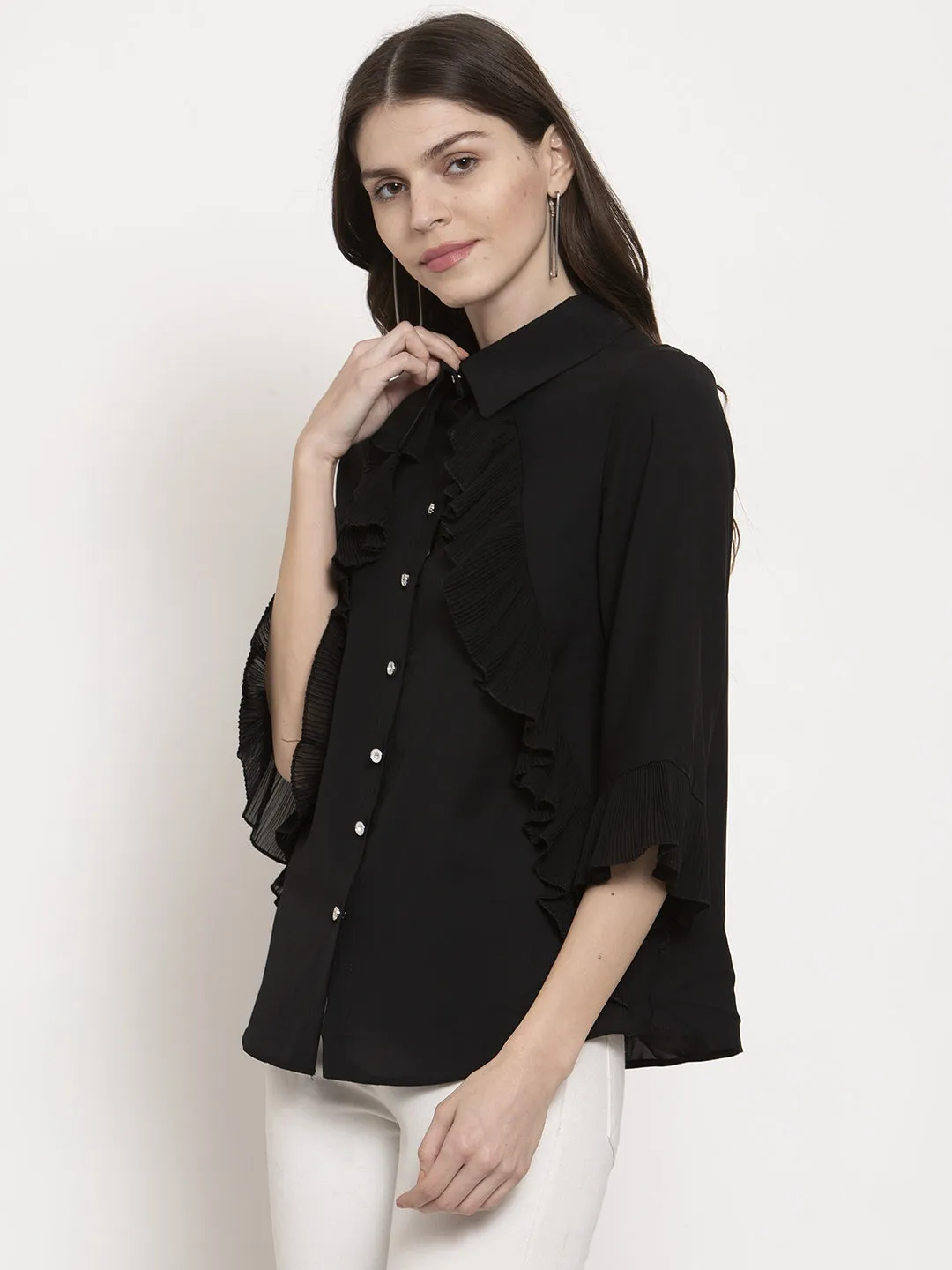 Ladies ruffle Collared top