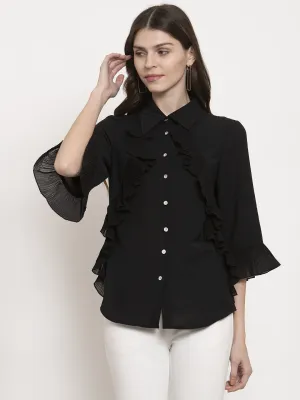 Ladies ruffle Collared top