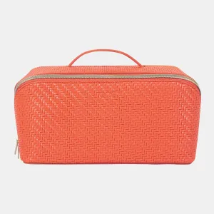 Large Beauty Bag - Herringbone Tangerine