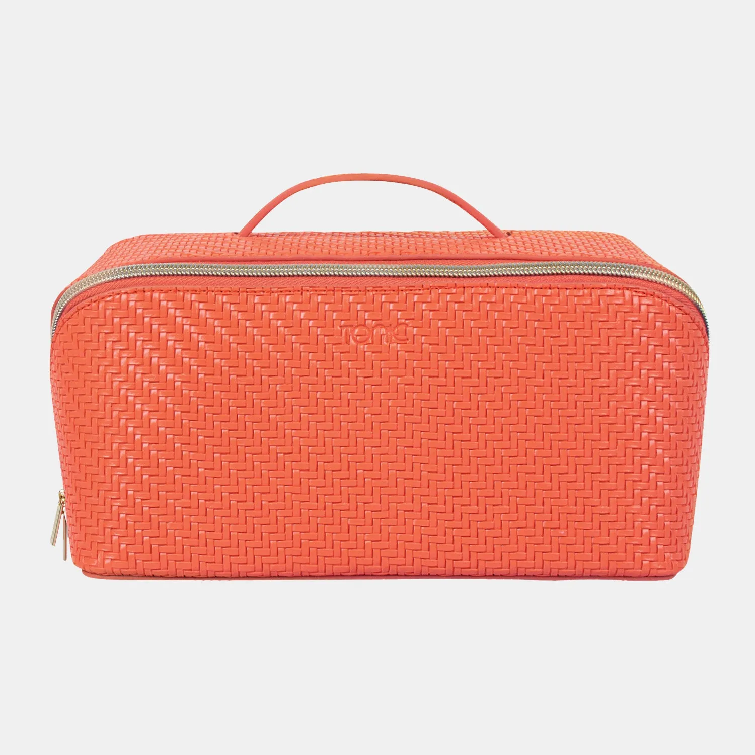 Large Beauty Bag - Herringbone Tangerine