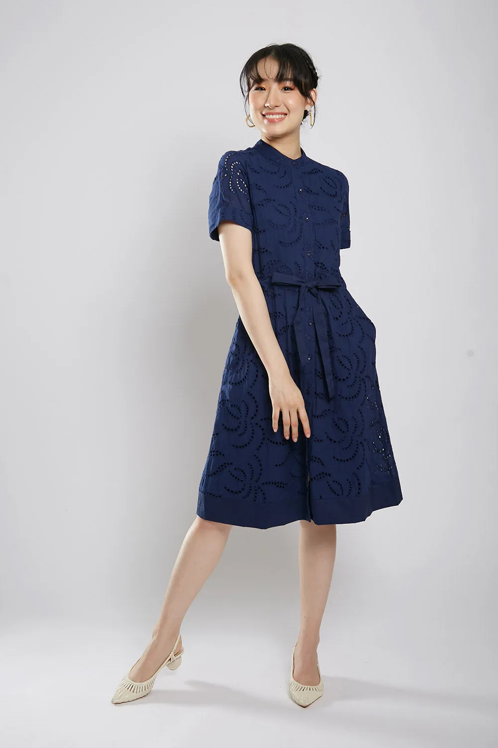 Letty Midi Dress in Navy Blue