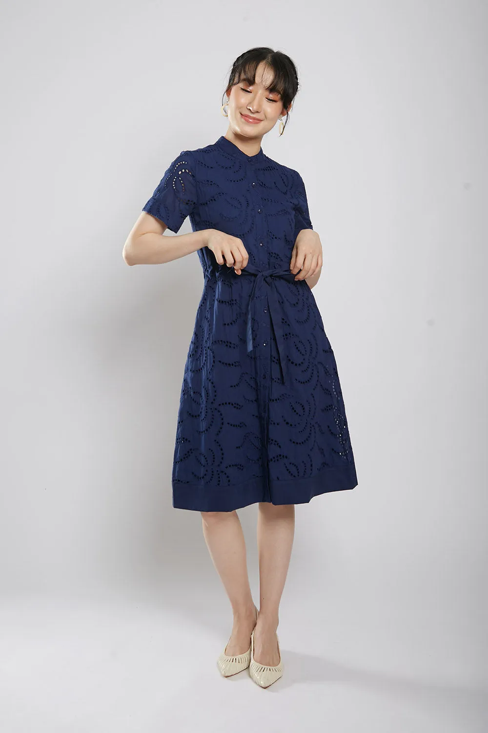 Letty Midi Dress in Navy Blue