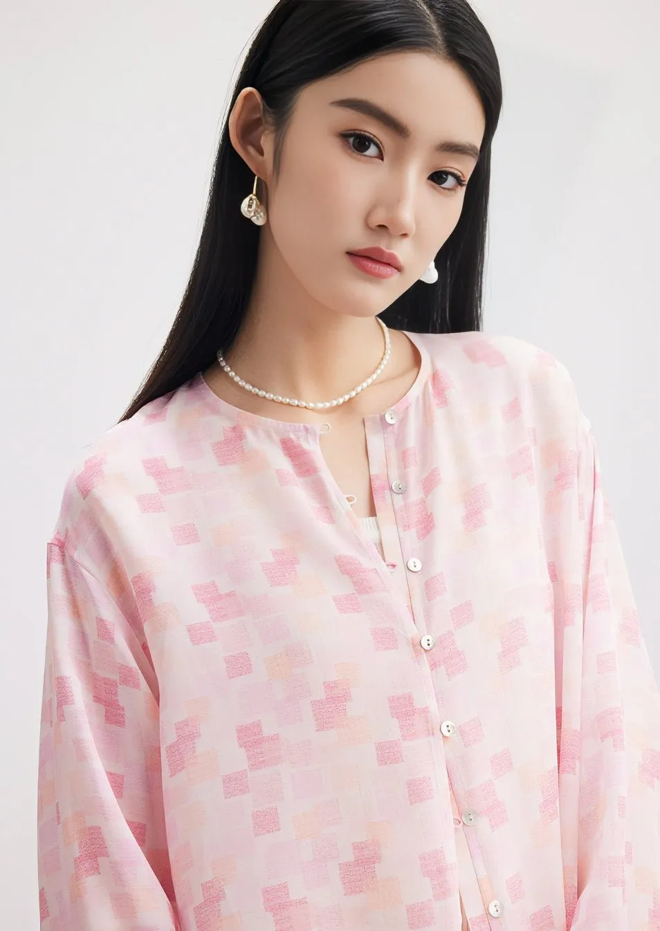 LOOSE FAIRY SILK PRINT SHIRT