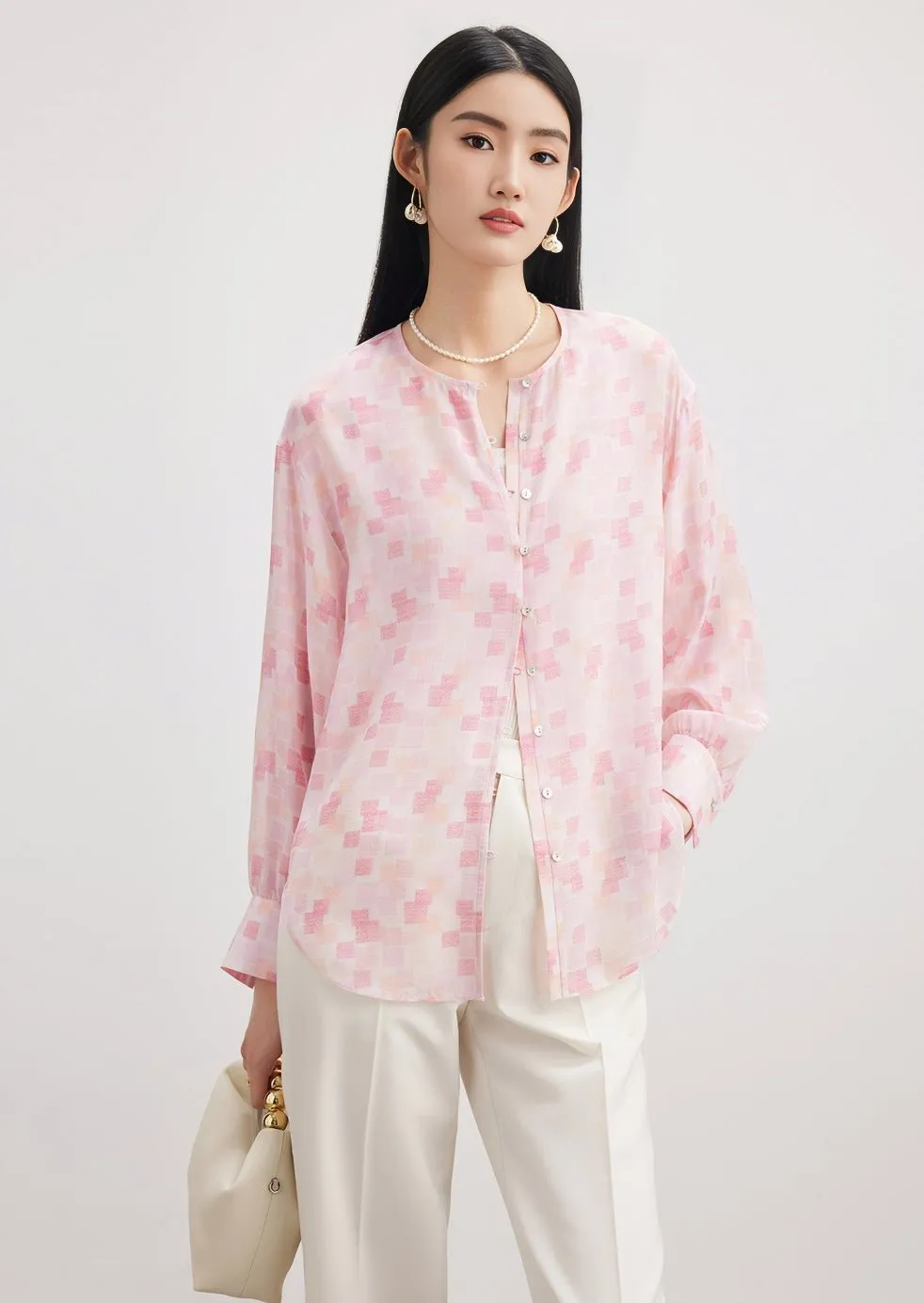 LOOSE FAIRY SILK PRINT SHIRT