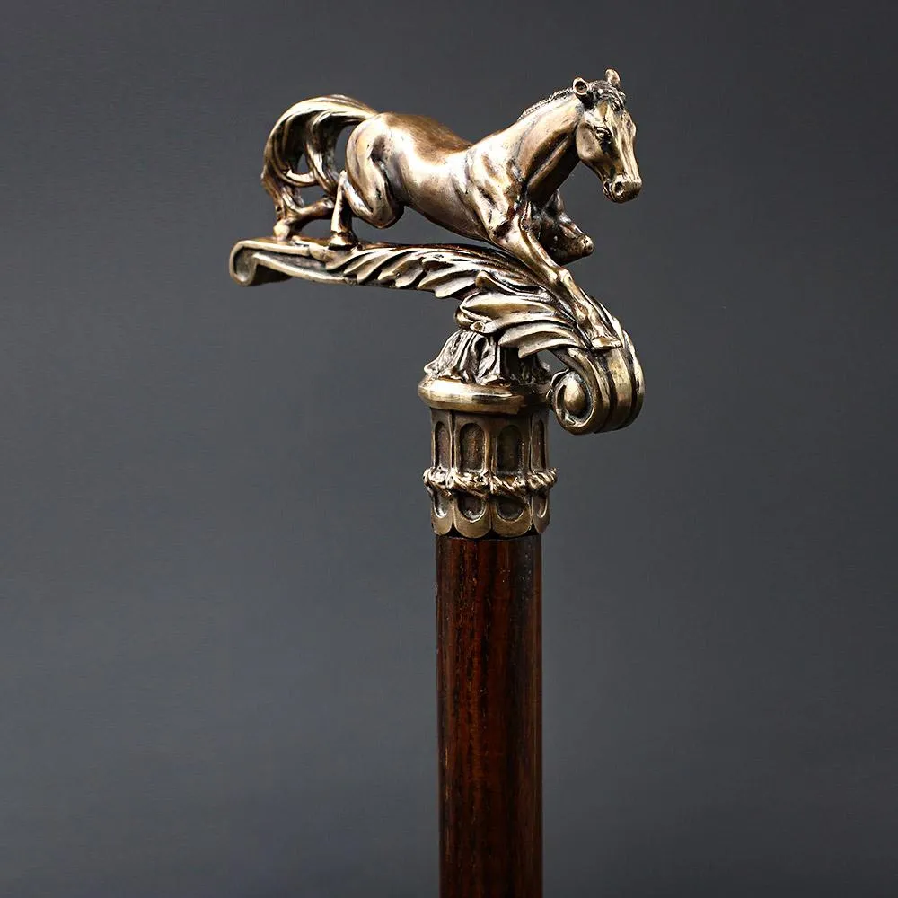 Majestic Victorian Horse: Elegantly Artisan Intricate Cane