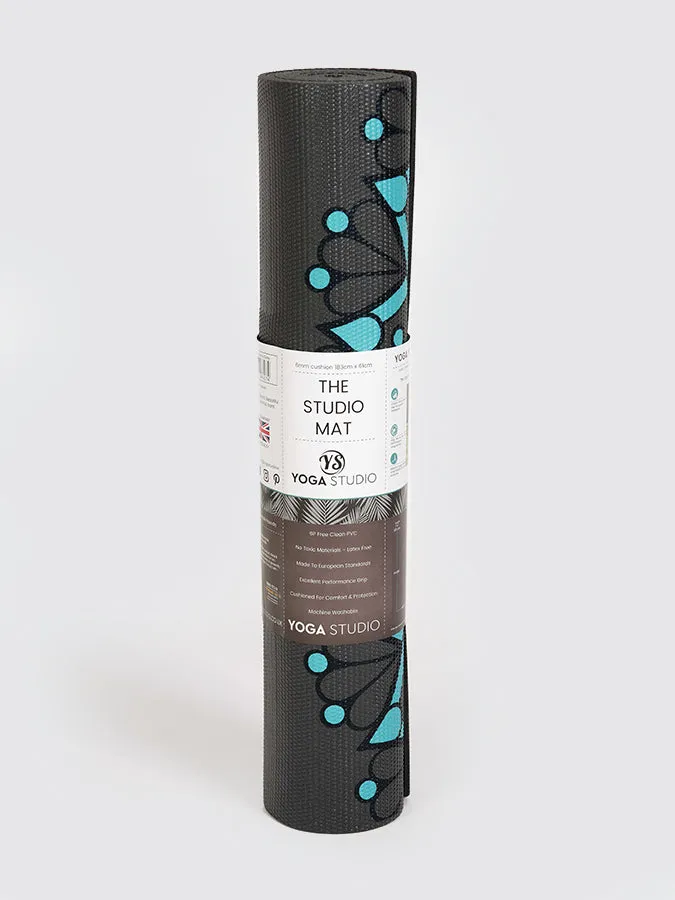 Mandala Yoga Mat - Charcoal & Blue