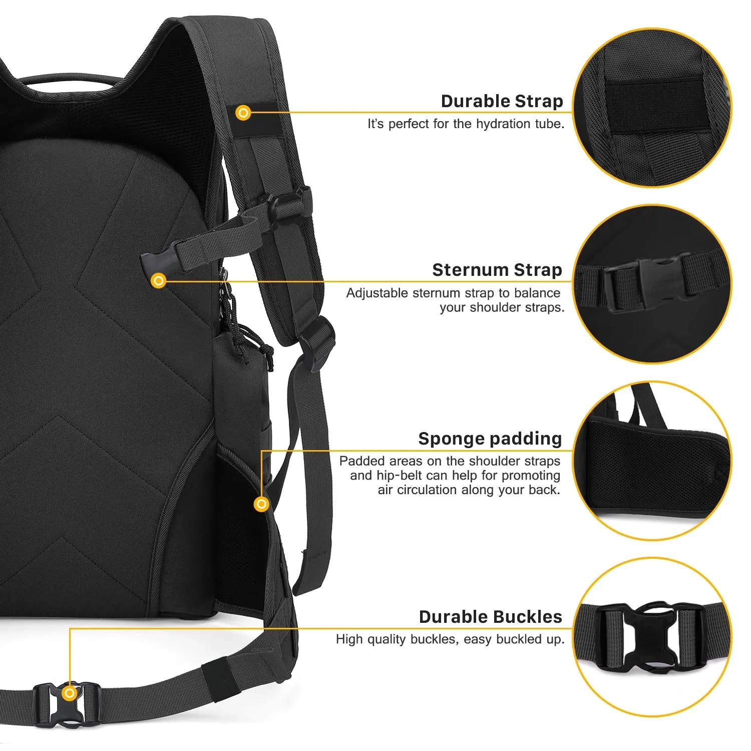 Mardingtop 28L Tactical Backpacks Molle Hiking daypacks for Camping Hiking Military Traveling 28L-Black