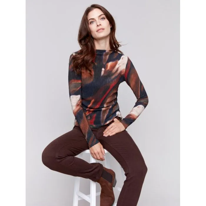 Mock Neck Long Sleeve Top in Spruce