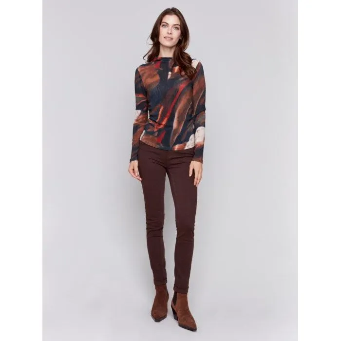 Mock Neck Long Sleeve Top in Spruce