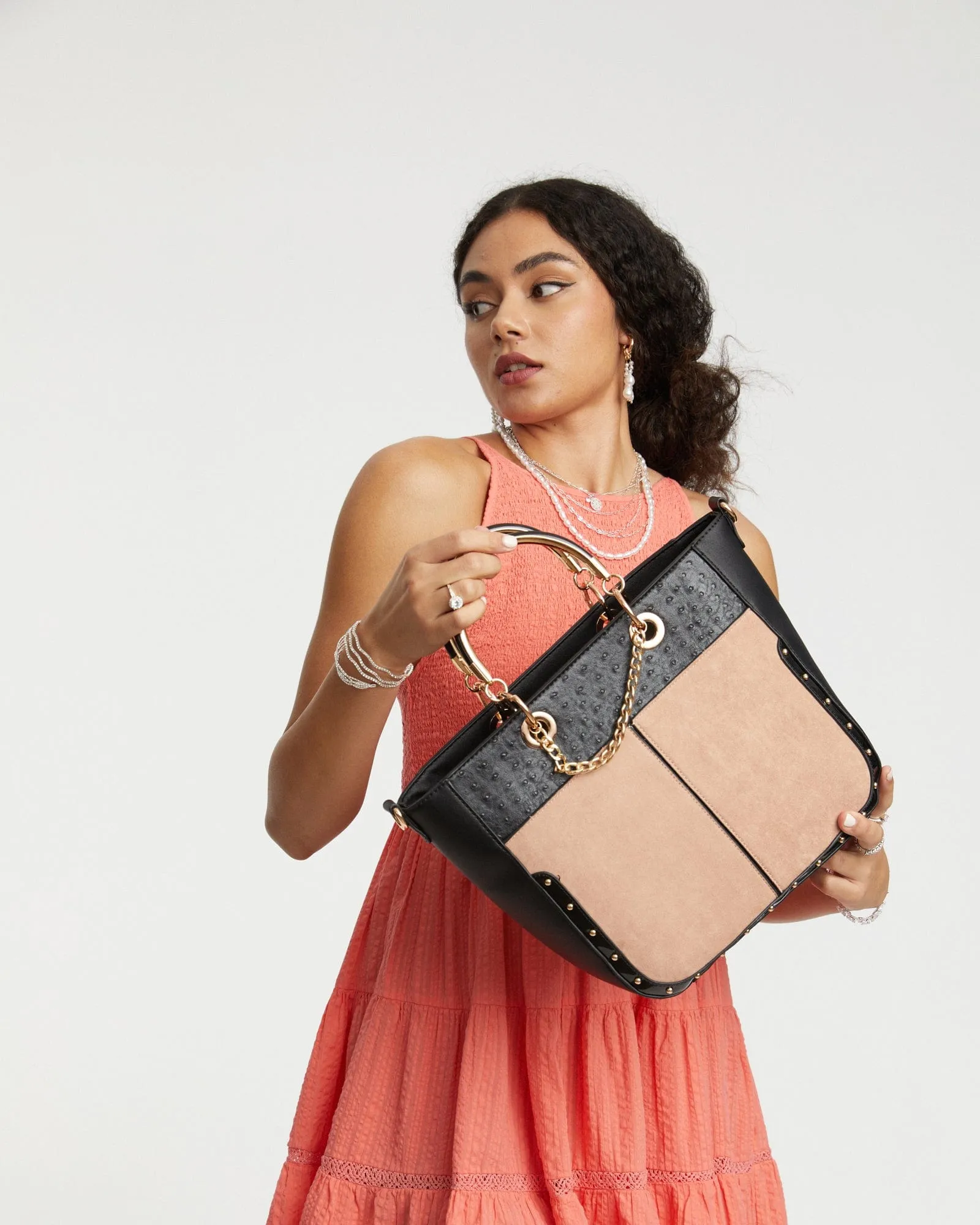 Multi Colour Claire Stud Chain Tote Bag