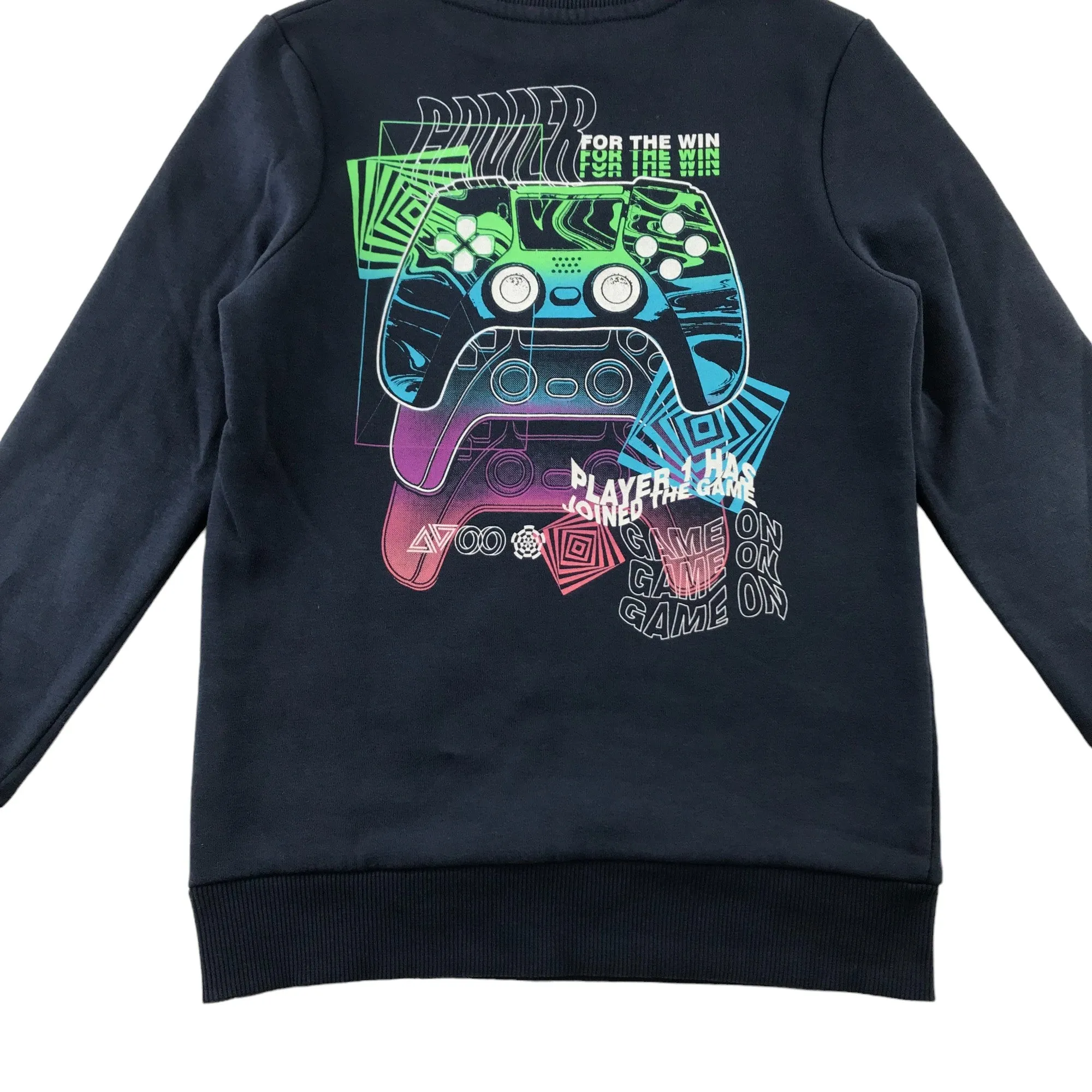 Nutmeg sweater 7-8 years navy gaming graphic design print