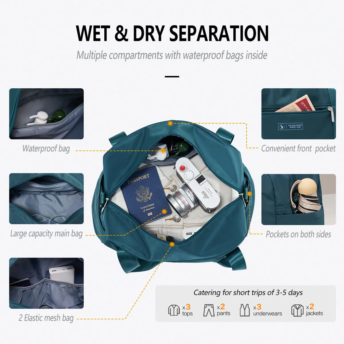 OIWAS Foldable Travel Duffel Bags Outdoor Travel Bag