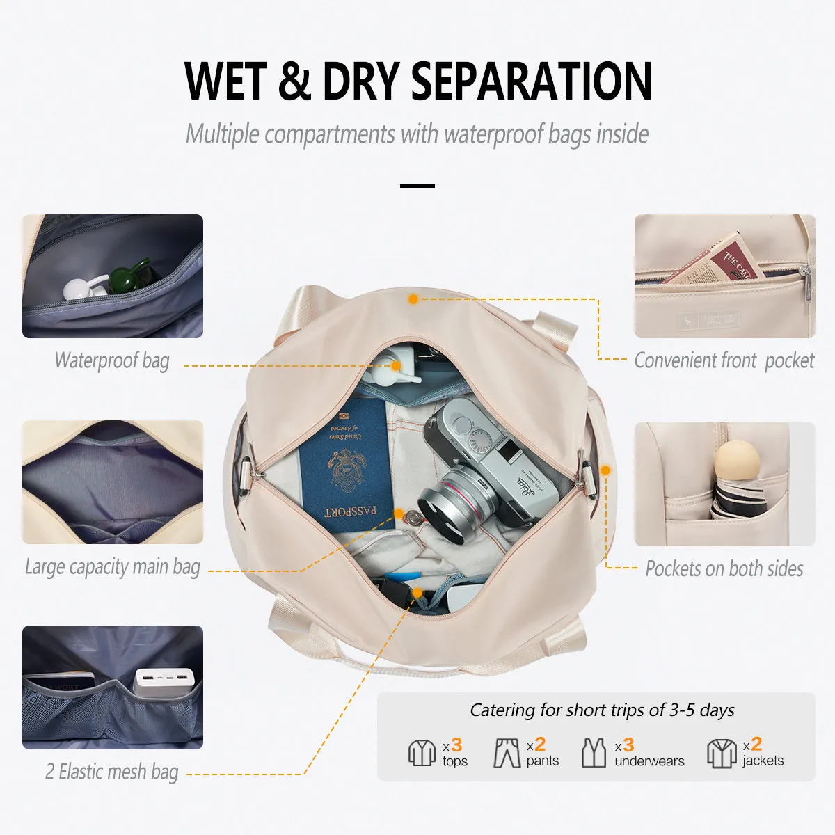 OIWAS Foldable Travel Duffel Bags Outdoor Travel Bag