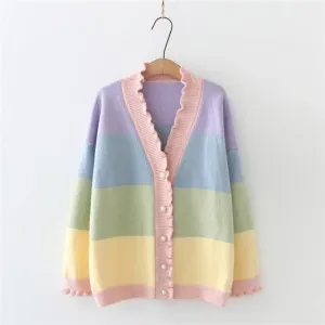 Pastel Prisms  Sweater Top Kawaii Academia Y2K Cottagecore Coquette Fairycore Dollette Princesscore