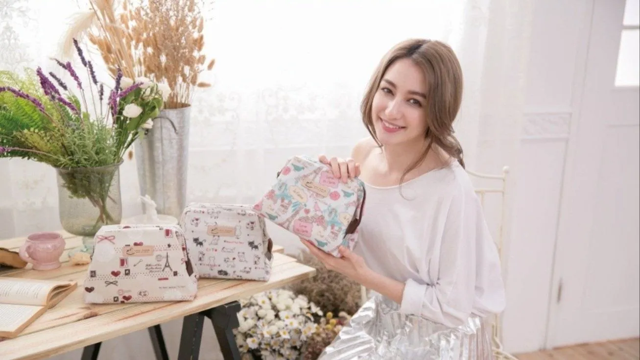 Pink Cat Yoga Large Cosmetic Bag