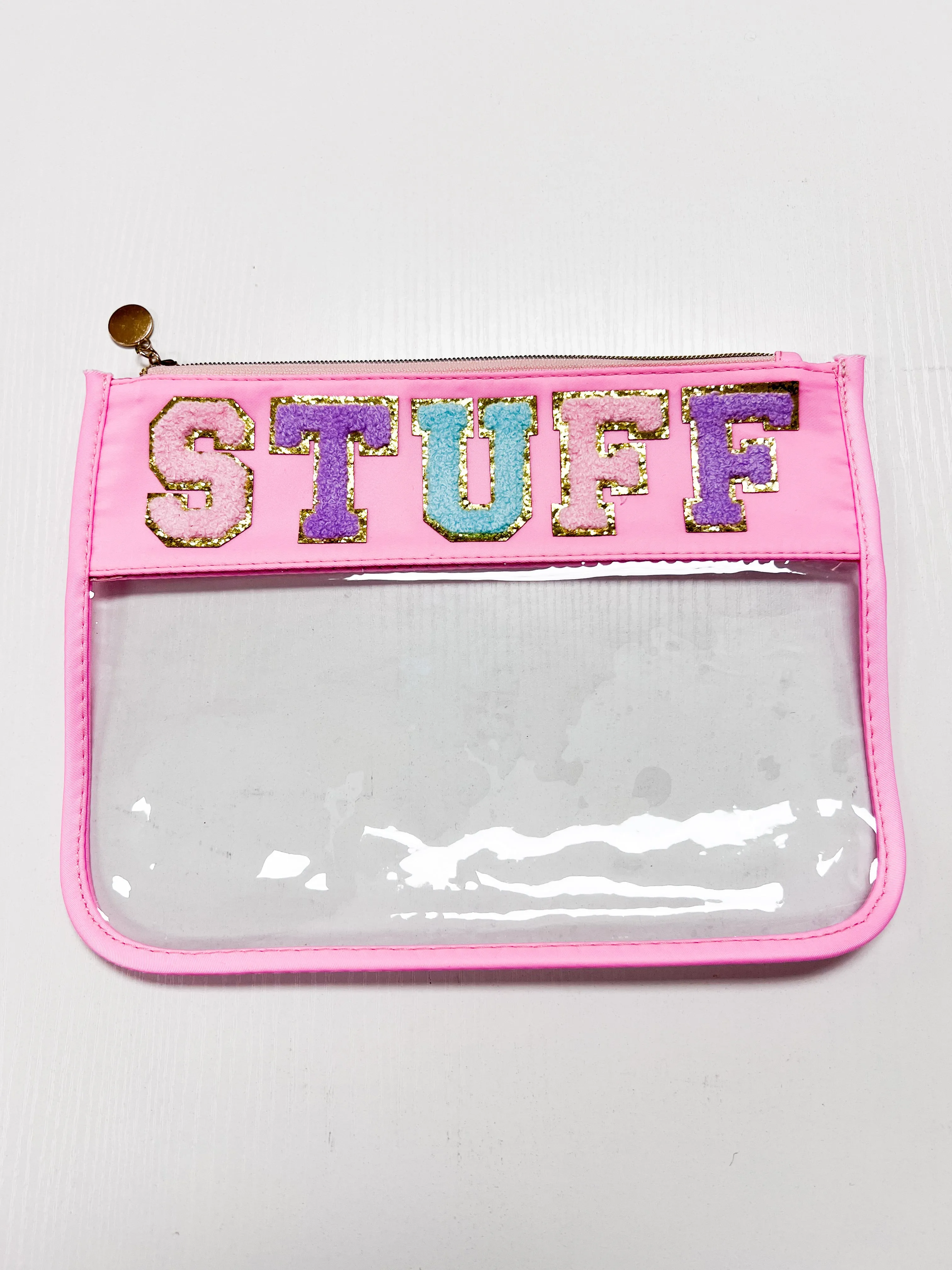 Pink/Clear Nylon Zipper Pouch - STUFF