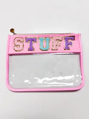 Pink/Clear Nylon Zipper Pouch - STUFF