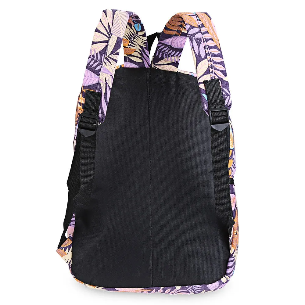 Plant Print Canvas Zipper Portable Backpack for Girls