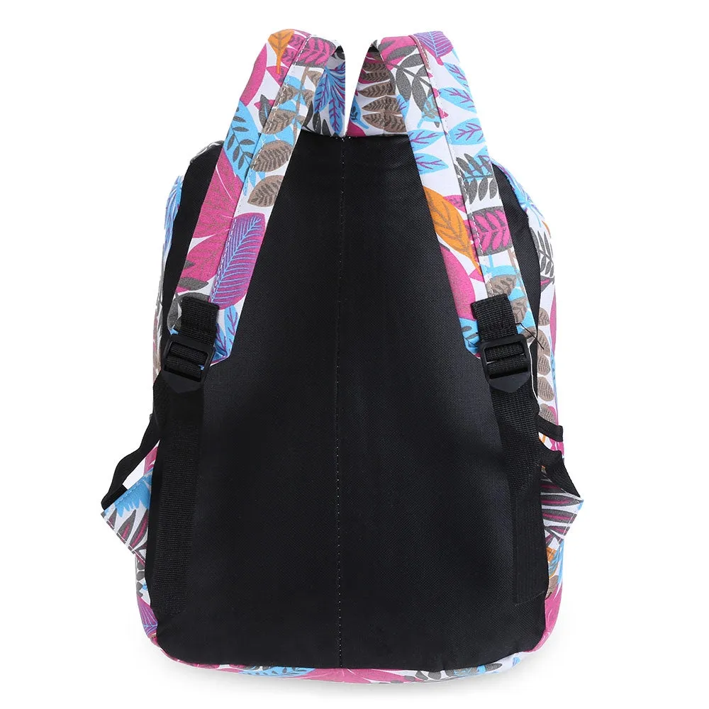 Plant Print Canvas Zipper Portable Backpack for Girls